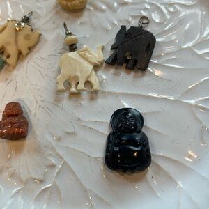 Carved Black Buddha Ivory Elephant Pendants Beads